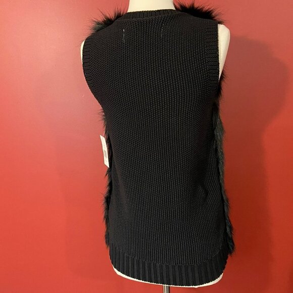 SEBBY COLLECTION Women's Black Vegan Faux Fur Vest - NWT - Picture 3 of 5